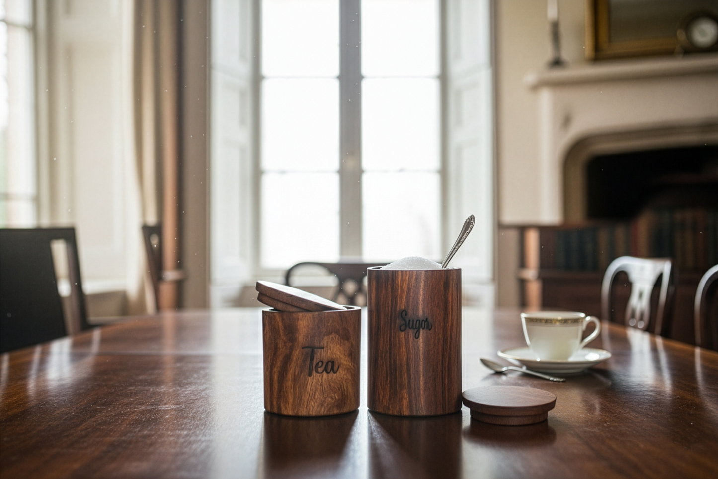 De Madera Casa Set – Premium Wooden Tea & Sugar Canisters