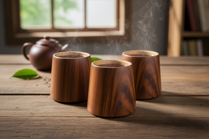 De Madera Wooden Coffee Cup Set