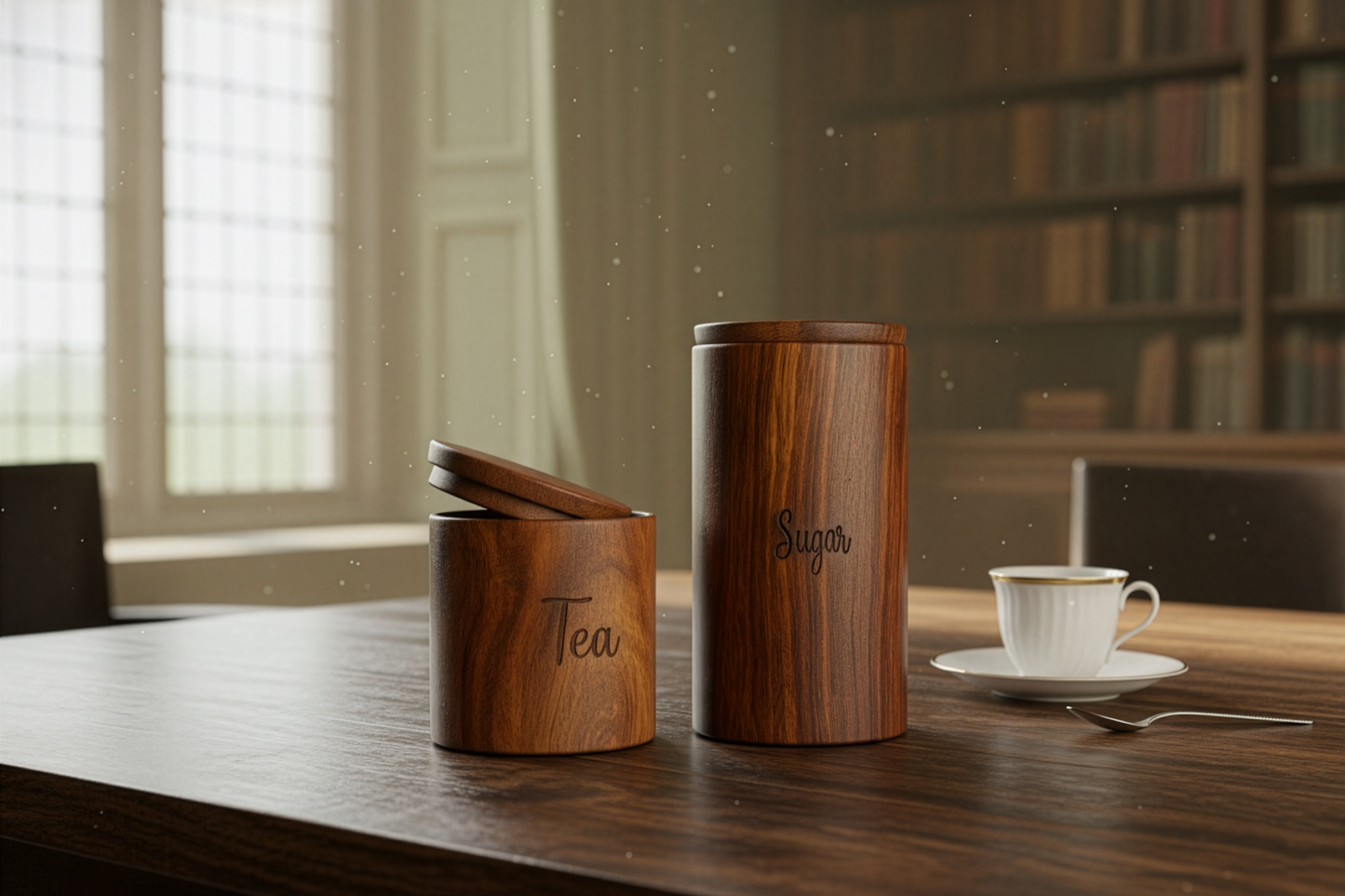 De Madera Casa Set – Premium Wooden Tea & Sugar Canisters