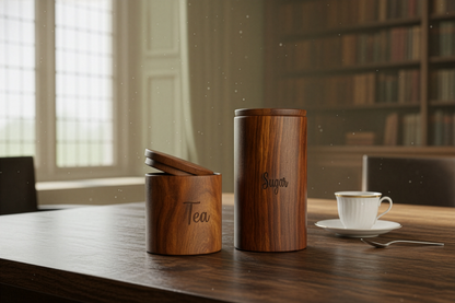 De Madera Casa Set – Premium Wooden Tea & Sugar Canisters